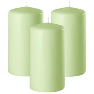 Enlightening Candles Cilinder/stompkaars - 3x - lichtgroen - D6 x H8 cm - 27 branduur