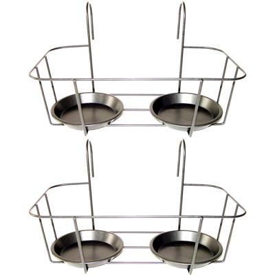 Balkon bloempothouder dubbel - 2x - bloembak met ophanging - zwart metaal - 34 x 26 x 19 cm