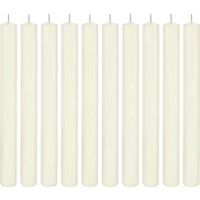 10x Lange rechte kaarsen ivoorwit 25 cm 14 branduren dinerkaarsen/tafelkaarsen - Dinerkaarsen - thumbnail