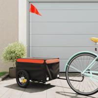 VidaXL Fietstrailer 30 kg ijzer zwart en oranje