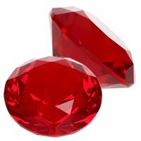 Namaak/nep edelstenen - 2x - diamant - rood - 5 cm - van glas