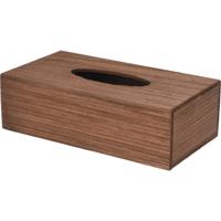 H&amp;S Collection Tissuebox/tissuedoos - donkerbruin - hout - 25 x 14 x 8 cm - universeel   - - thumbnail