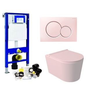 Geberit UP320 Toiletset Wandcloset Salenzi Civita Mat Roze met Sigma 01 Drukplaat