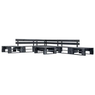 6-delige Loungeset pallet hout zwart
