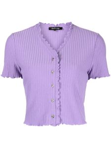 tout a coup cardigan en maille nervurée à volants - Violet