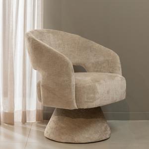 WOOOD Draaifauteuil Ebba Chenille - Naturel