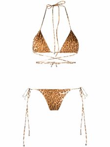 Manokhi bikini à imprimé léopard - Marron