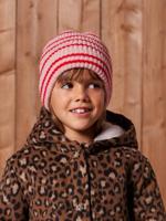 Gestreept set voor meisjes muts + snood + wanten/handschoenen rouge