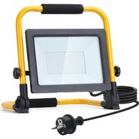 LED Bouwlamp met Stekker + Statief - Aigi Esol - 50 Watt - Helder/Koud Wit 6500K - Spatwaterdicht IP44 - Kantelbaar - thumbnail