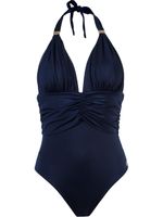 Brigitte deep v-neck swimsuit - Bleu - thumbnail