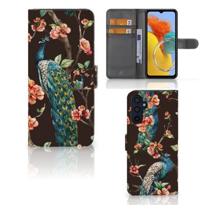 Samsung Galaxy M14 | Telefoonhoesje | Met pasjeshouder | Pauw met Bloemen