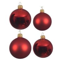 Glazen kerstballen pakket kerstrood glans/mat 38x stuks 4 en 6 cm