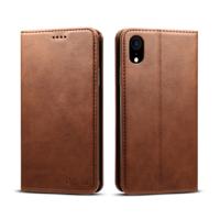 Suteni kalf textuur horizontale Flip lederen case voor iPhone XR met houder & kaartsleuven & portemonnee (koffie)