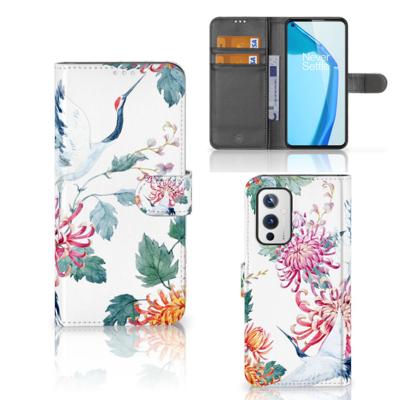 OnePlus 9 | Telefoonhoesje | Met pasjeshouder | Bird Flowers
