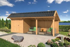 Lariks/Douglas Kapschuur Bergen L type 7 678x306 cm- Kapschuurdak- Onbehandeld lariks Douglas hout- Tuindeco