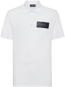 Plein Sport polo en coton à plaque logo - Blanc