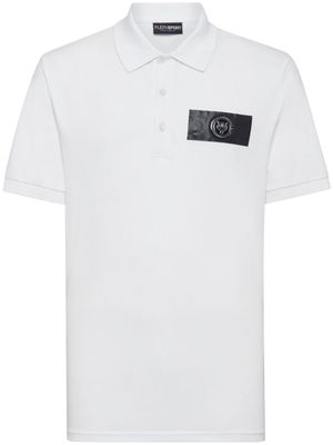 Plein Sport polo en coton à plaque logo - Blanc