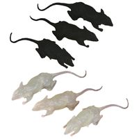 Nep ratten - set 6x stuks - zwart/glow in the dark - Horror/griezel thema decoratie dieren