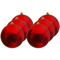 Decoris Kerstbal - 6x - rood - groot - 20 cm - kunststof - glans