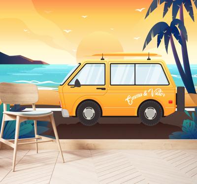 Fotowand Caravan aan zee