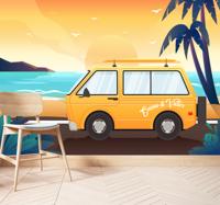 Fotowand Caravan aan zee