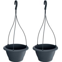 Prosperplast Bloempot - 6x - hangend - antraciet - kunststof - hangpot - 23 cm - plantenpot