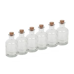 5x Transparante glazen flessen met kurken dop 125 ml