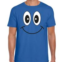 Verkleed T-shirt voor heren - Smile Emoticon - blauw - carnaval - feestkleding