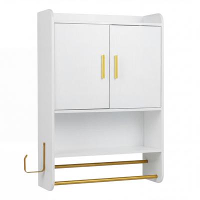 Badkamerkast Hangende Badkamerkast met Twee Deuren Hangkast met Verstelbare Legplanken 55 x 20 x 80 cm-Wit