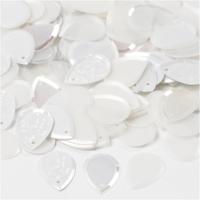 Creativ Company Pailletten, druppel, afm 14x19 mm, wit, 50 gr/ 1 doos Creativ Company Pailletten, druppel, afm 14x19 mm, wit, 50 gr/ 1 doos