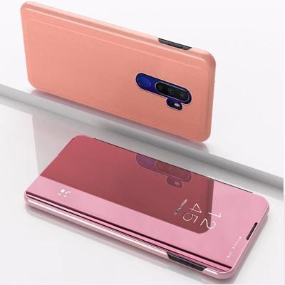 Voor OPPO A9 2020/A5 2020 vergulde spiegel horizontaal Flip leder met standaard mobiele telefoon holster (Rose goud)