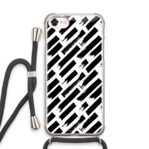 Zwarte vegen: iPhone 7 Transparant Hoesje met koord