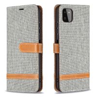 Samsung Galaxy A51 hoesje - Bookcase - Pasjeshouder - Portemonnee - Vintage - Stof - Kunstleer - Grijs