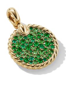 David Yurman pendentif Elements Disc en or 18ct serti d'émeraude et de tsavorite