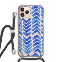 Blauwe pijlen: iPhone 11 Pro Max Transparant Hoesje met koord