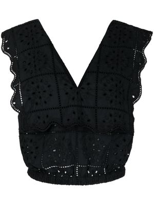GANNI haut en broderie anglaise - Noir