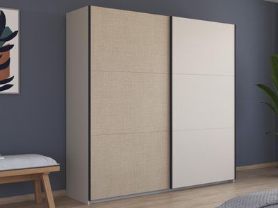 Kledingkast SENJI 2 schuifdeuren 218 cm rotan look