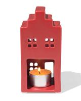 HEMA Theelichthouder 7x14.3x7cm keramiek huis rood