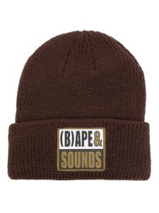 A BATHING APE® bonnet nervuré à logo appliqué - Marron