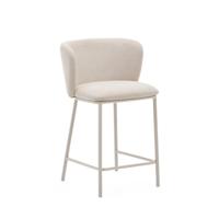 Kave Home Ciselia barkruk H65 chenille Beige poot beige