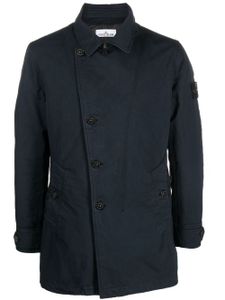 Stone Island compass-motif buttoned coat - Bleu