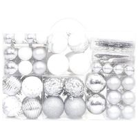 The Living Store Kerstballenset - Onbreekbaar Zilver en Wit - Verschillende maten - Lichtgewicht - Eenvoudig op te