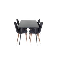 SilarBLExt eethoek eetkamertafel uitschuifbare tafel lengte cm 120 / 160 zwart en 4 Polar eetkamerstal zwart. - thumbnail