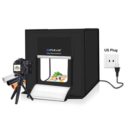 PULUZ 60cm vouwen draagbare 60W 2 x 1690LM 5500K wit licht verlichting fotostudio fotograferen Tent Box Kit met 3 kleuren achtergronden (zwart oranje