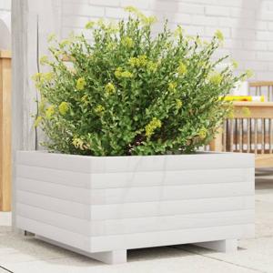 VidaXL Plantenbak 50x50x26,5 cm massief grenenhout wit