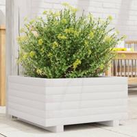 VidaXL Plantenbak 50x50x26,5 cm massief grenenhout wit