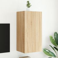 Tv-wandmeubel met LED-verlichting 40,5x35x80 cm sonoma eiken - thumbnail