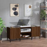 Platenkast 121x38x48 cm bewerkt hout bruin eikenkleur