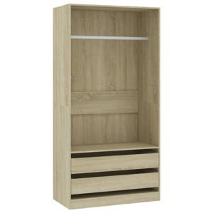 The Living Store Kledingkast Sonoma Eiken - 100 x 50 x 200 cm - Met 2 lades en ophangstang