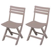 Klapstoel voor buiten/binnen - 2x - beige - 41 x 79 cm - stevig kunststof - Bijzet stoelen